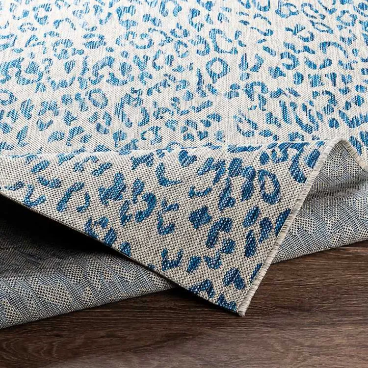 Kirklands Home Cauli Leopard Print Outdoor Rug, 4x5 Blue Clearance