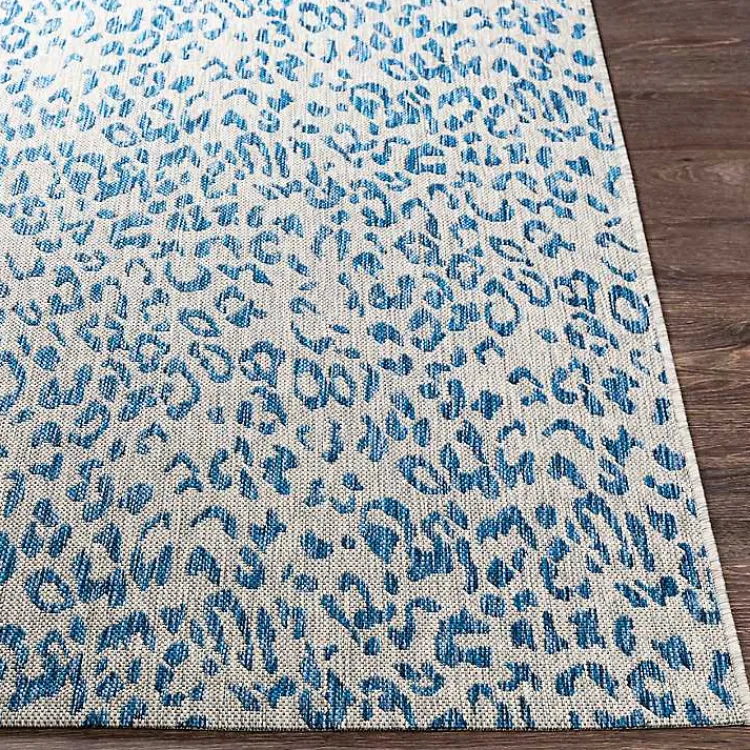 Kirklands Home Cauli Leopard Print Outdoor Rug, 4x5 Blue Clearance