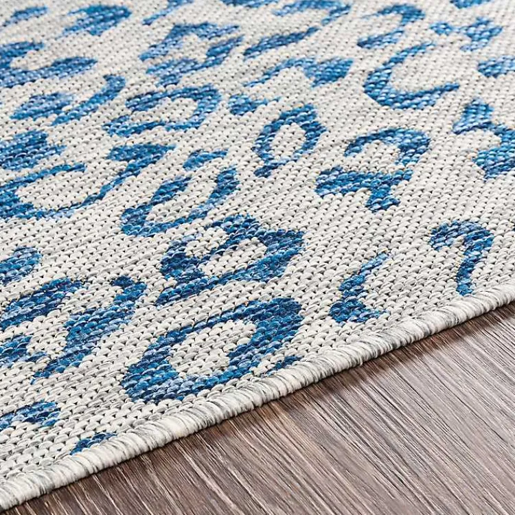 Kirklands Home Cauli Leopard Print Outdoor Rug, 4x5 Blue Clearance