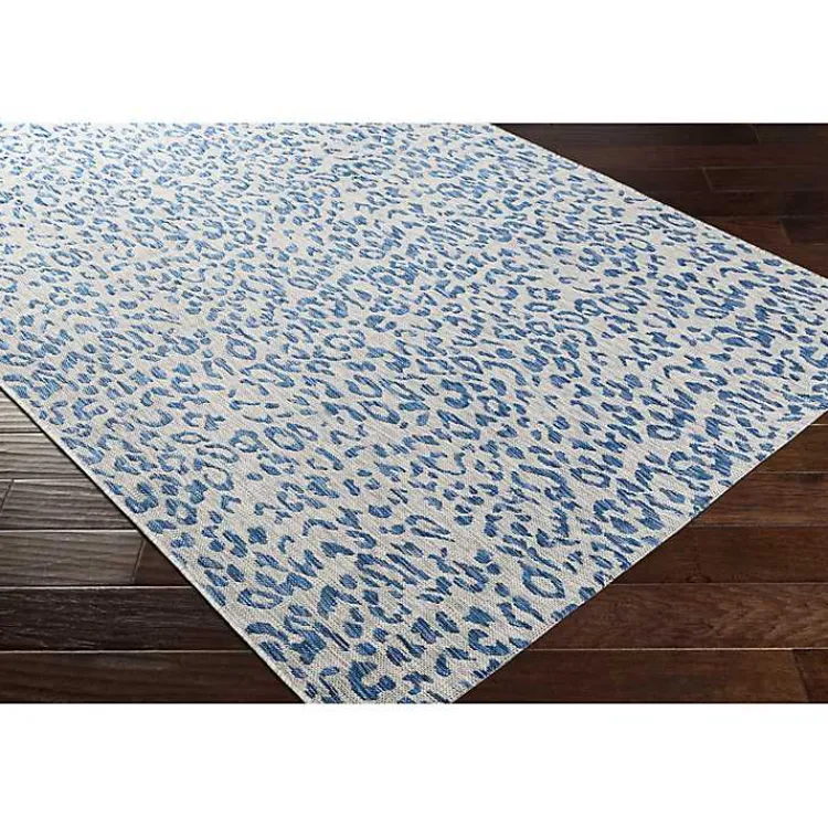 Kirklands Home Cauli Leopard Print Outdoor Rug, 4x5 Blue Clearance
