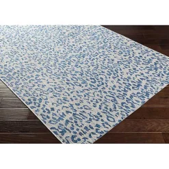 Kirklands Home Cauli Leopard Print Outdoor Rug, 5x7 Blue