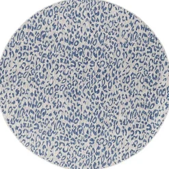 Kirklands Home Cauli Leopard Print Round Outdoor Rug, 6 ft. Blue