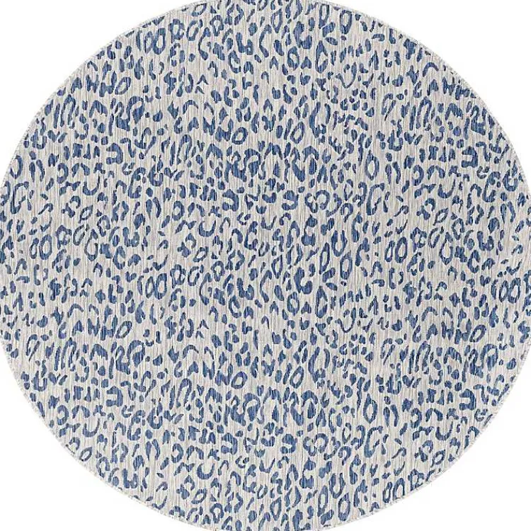 Kirklands Home Cauli Leopard Print Round Outdoor Rug, 7 ft. Blue Online
