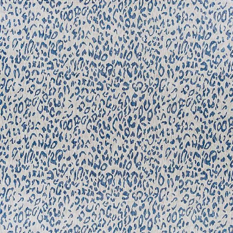 Kirklands Home Cauli Leopard Print Outdoor Rug, 7x7 Blue New