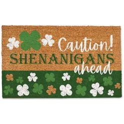 St Patricks Day Decorations>Kirklands Home Caution Shenanigans Ahead Doormat