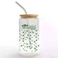 St Patricks Day Decorations>Kirklands Home Caution Shenanigans Ahead Glass Tumbler