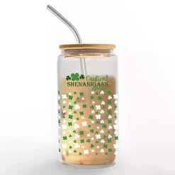 St Patricks Day Decorations>Kirklands Home Caution Shenanigans Ahead Glass Tumbler