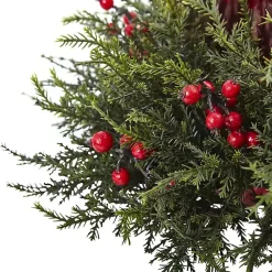 Christmas Centerpieces>Kirklands Home Cedar and Berry Candle Ring Centerpiece