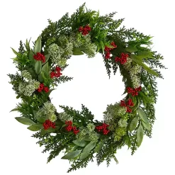 Christmas Wreaths>Kirklands Home Cedar and Eucalyptus Berry Wreath