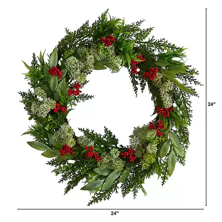 Christmas Wreaths>Kirklands Home Cedar and Eucalyptus Berry Wreath