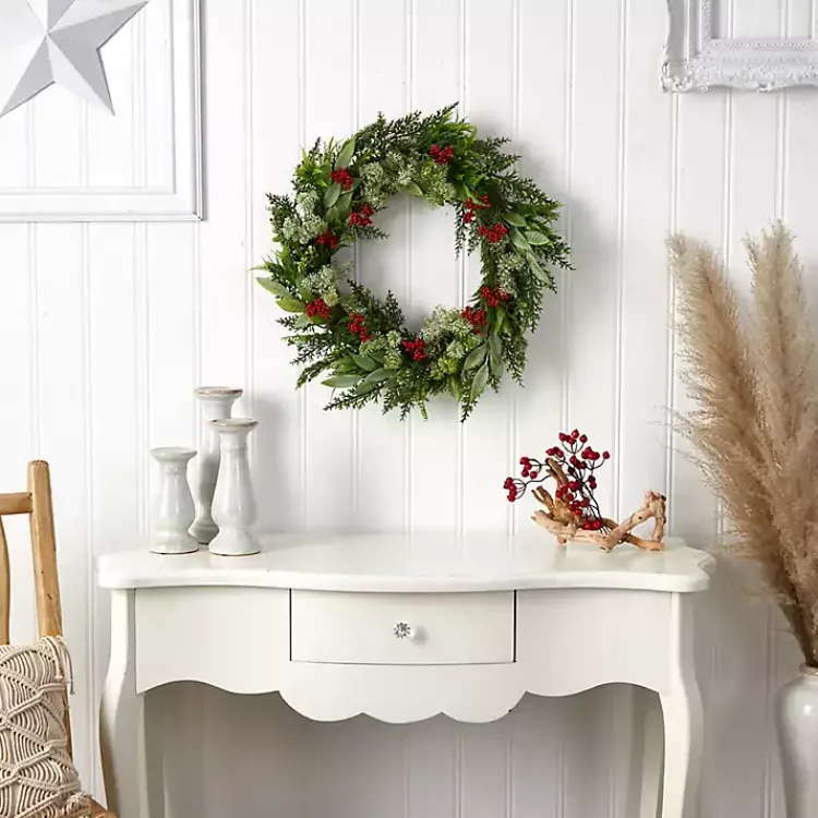 Christmas Wreaths>Kirklands Home Cedar and Eucalyptus Berry Wreath