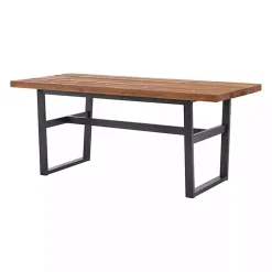 Kirklands Home Cedar Wood and Black Metal Dining Table Brown Hot