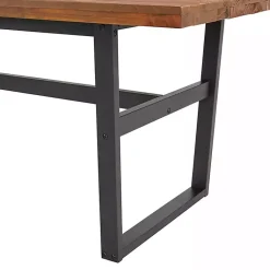 Kirklands Home Cedar Wood and Black Metal Dining Table Brown Hot