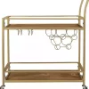 Kirklands Home Celeste Gold Metal and Wood Bar Cart New