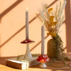 Candle Holders>Kirklands Home Ceramic Mushroom Taper Candle Holders, Set of 2