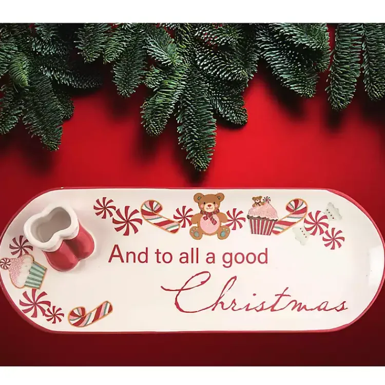 Christmas Dining & Entertaining>Kirklands Home Ceramic Santa Boots Christmas Serving Tray