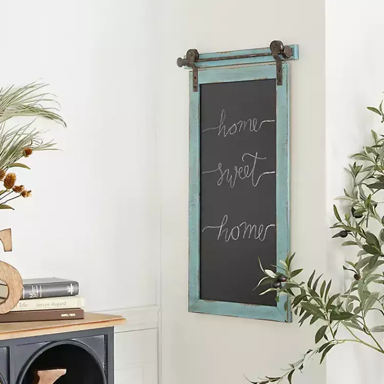 Memo & Chalkboards>Kirklands Home Cerulean Distressed Blackboard Wall Plaque Blue