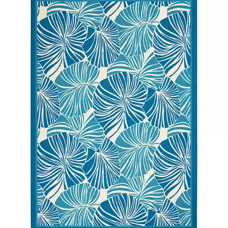 Kirklands Home Cerulean Botanical Shells Outdoor Area Rug, 5x7