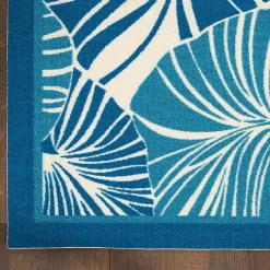 Kirklands Home Cerulean Botanical Shells Outdoor Area Rug, 5x7