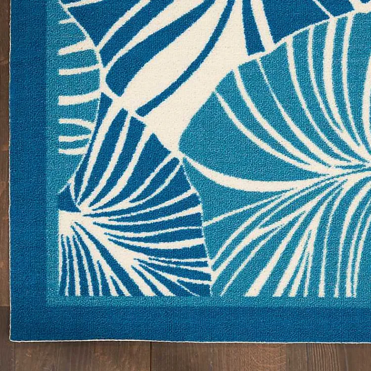 Kirklands Home Cerulean Botanical Shells Outdoor Area Rug, 5x7