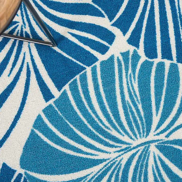 Kirklands Home Cerulean Botanical Shells Outdoor Area Rug, 5x7