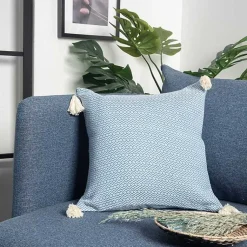 Pillows>Kirklands Home Cerulean Chevron Organic Cotton Throw Pillow Blue