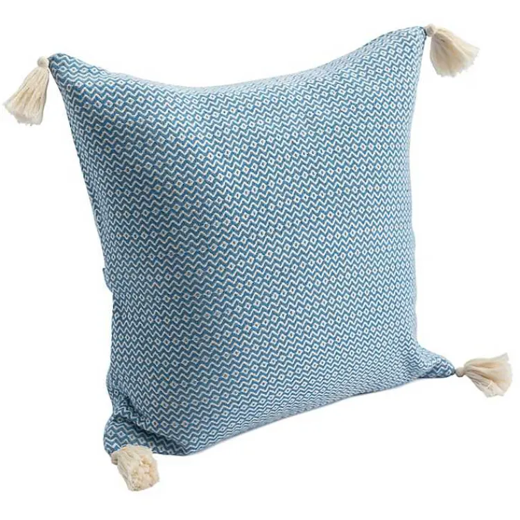 Pillows>Kirklands Home Cerulean Chevron Organic Cotton Throw Pillow Blue