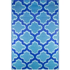 Kirklands Home Cerulean Quatrefoil Outdoor Area Rug, 4x6 Sale
