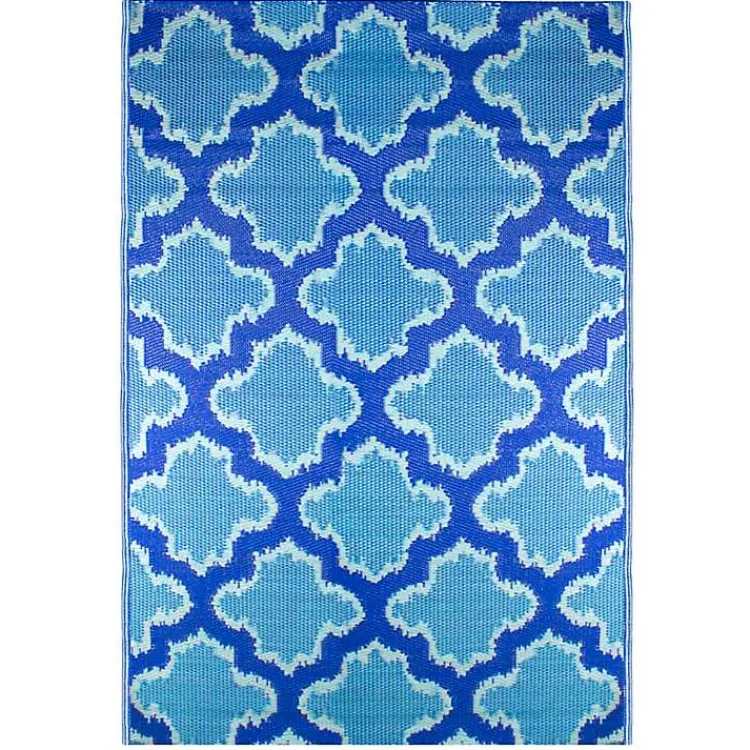 Kirklands Home Cerulean Quatrefoil Outdoor Area Rug, 4x6 Sale
