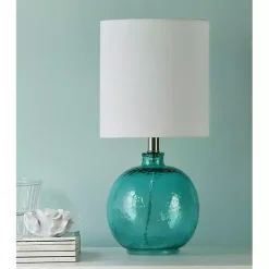 Kirklands Home Cerulean Tinted Glass Jug Table Lamp White Best