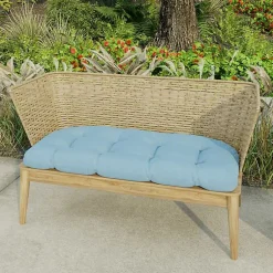 Kirklands Home Chambray French Outdoor Wicker Settee Cushion Blue