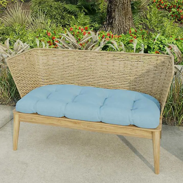 Kirklands Home Chambray French Outdoor Wicker Settee Cushion Blue