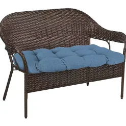 Kirklands Home Chambray French Outdoor Wicker Settee Cushion Blue