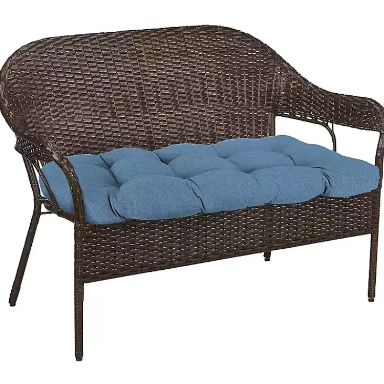 Kirklands Home Chambray French Outdoor Wicker Settee Cushion Blue