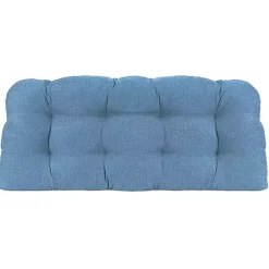 Kirklands Home Chambray French Outdoor Wicker Settee Cushion Blue