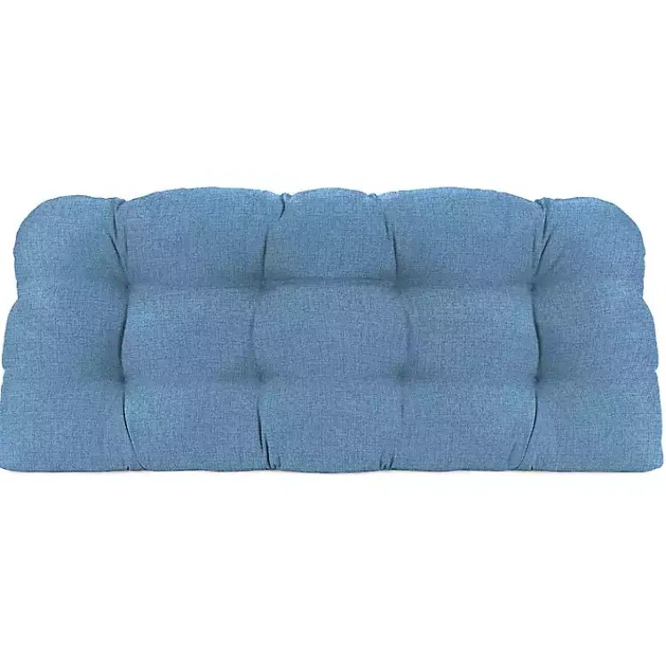 Kirklands Home Chambray French Outdoor Wicker Settee Cushion Blue