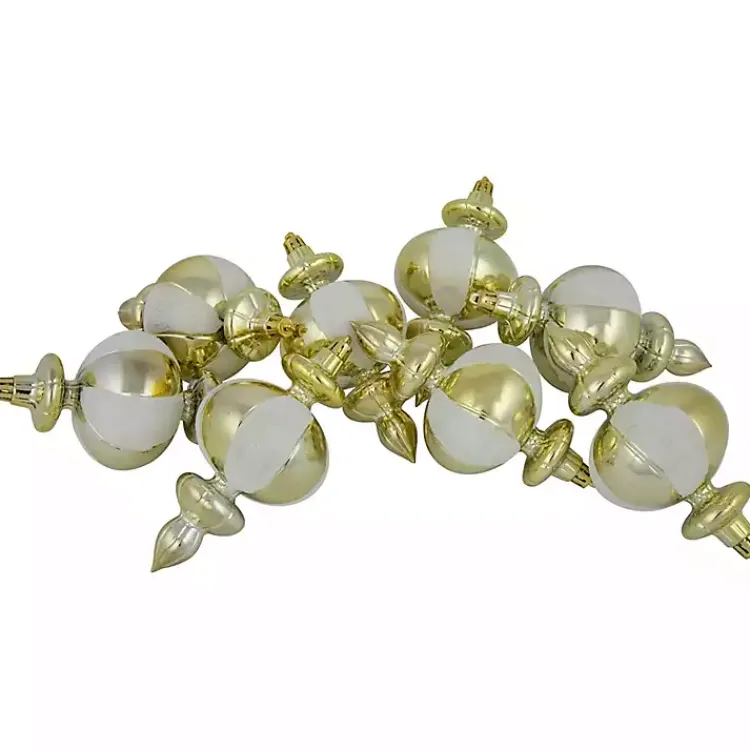 Christmas Ornaments>Kirklands Home Champagne and White Finial Ornaments, Set of 8
