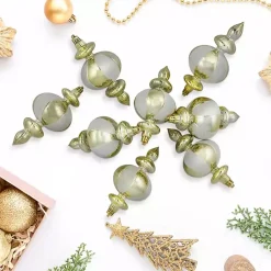 Christmas Ornaments>Kirklands Home Champagne and White Finial Ornaments, Set of 8