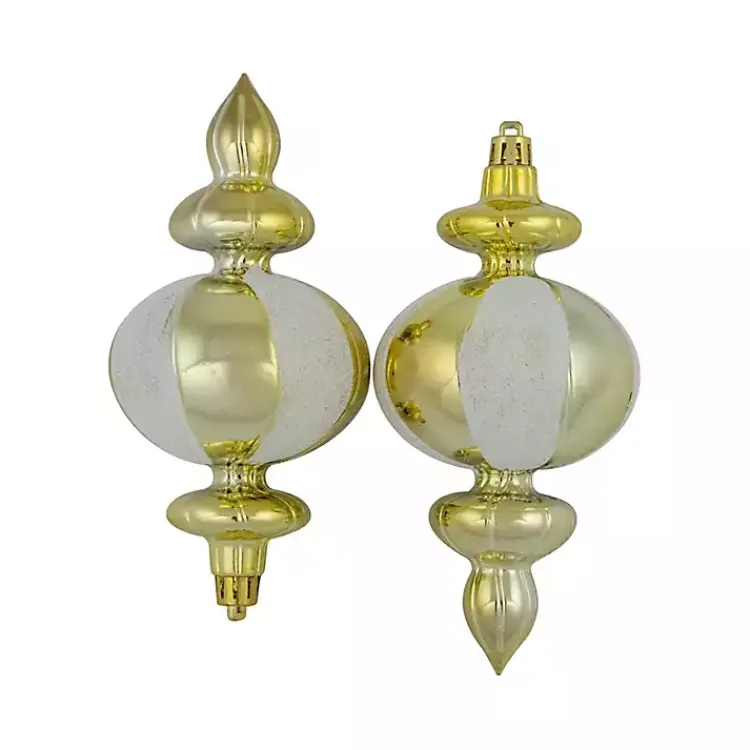 Christmas Ornaments>Kirklands Home Champagne and White Finial Ornaments, Set of 8