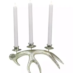 Christmas Decorations>Kirklands Home Champagne Deer Antler Taper Candle Holder Silver