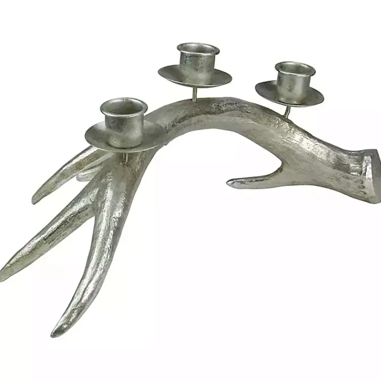 Christmas Decorations>Kirklands Home Champagne Deer Antler Taper Candle Holder Silver