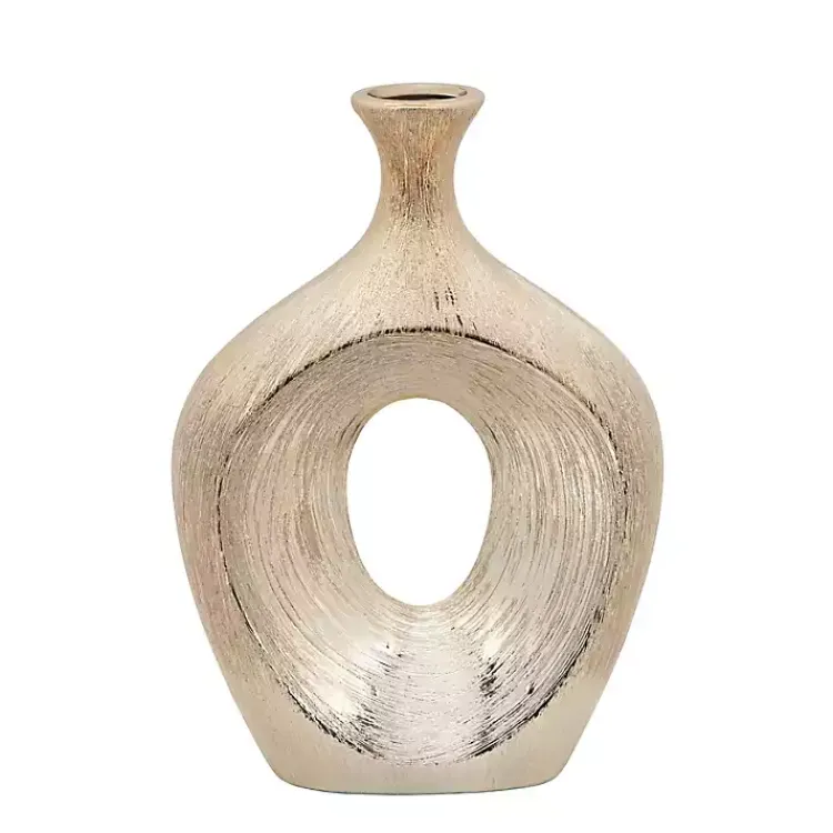 Vases>Kirklands Home Champagne Ceramic Cut-Out Vase, 13 in. Gold