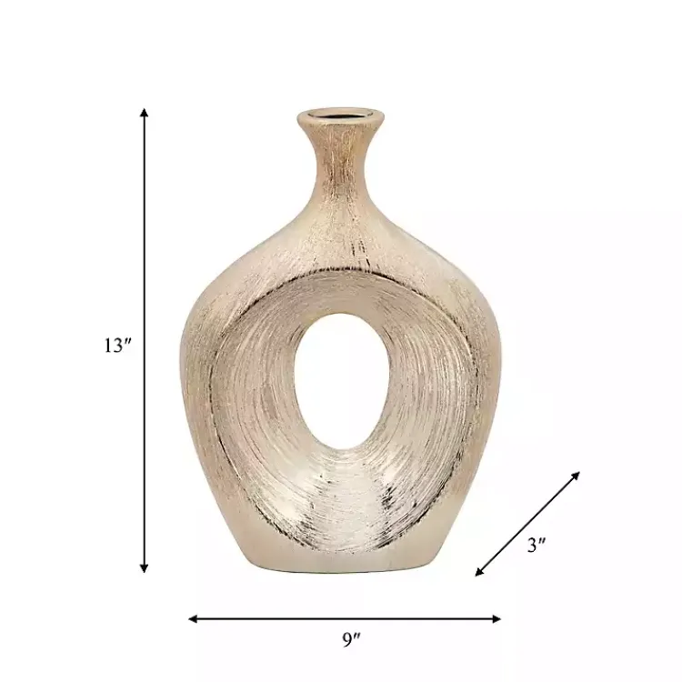Vases>Kirklands Home Champagne Ceramic Cut-Out Vase, 13 in. Gold