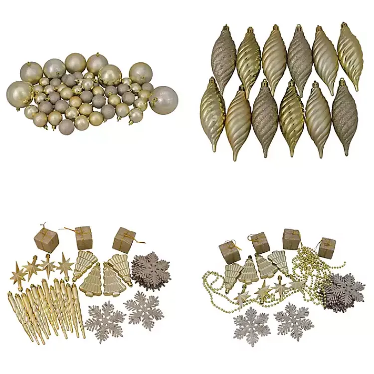 Christmas Ornaments>Kirklands Home Champagne Shatterproof Christmas Ornament Set Gold