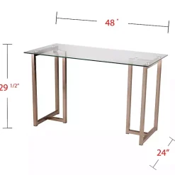 Kirklands Home Champagne Iron and Glass Desk Gold Outlet
