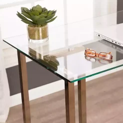 Kirklands Home Champagne Iron and Glass Desk Gold Outlet