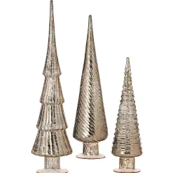 Christmas Decorations>Kirklands Home Champagne Mercury Glass Christmas Trees, Set of 3 Gold
