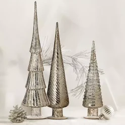 Christmas Decorations>Kirklands Home Champagne Mercury Glass Christmas Trees, Set of 3 Gold