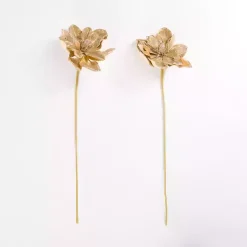 Christmas Tree Decorations>Kirklands Home Champagne Sequin Magnolia Picks, Set of 2 Gold