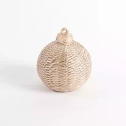 Christmas Decorations>Kirklands Home Champagne Woven Ornament, 6 in. Gold